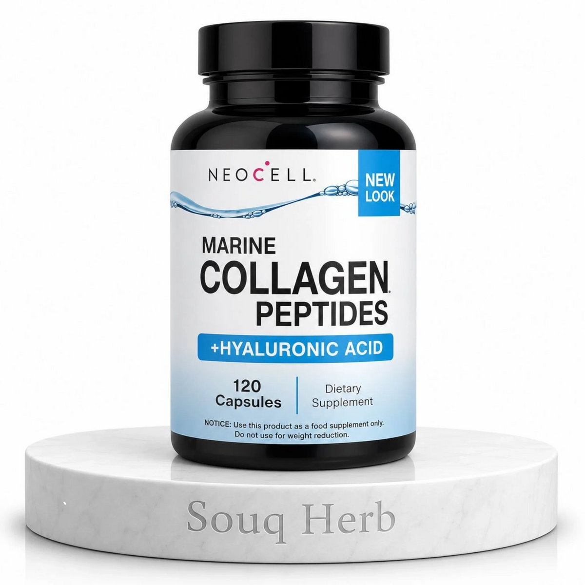 كبسولات كولاجين بحري مع حمض الهيالورونيك 120 كبسولة نيوسيل من سوق هيرب السعودية | NeoCell Marine Collagen Peptides with Hyaluronic Acid 120 Capsules from Souq Herb Saudi Arabia