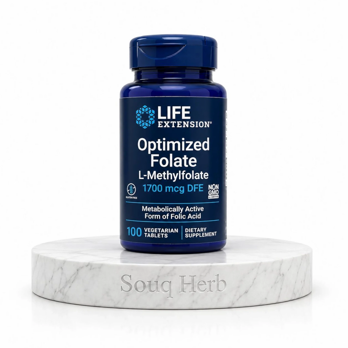 كبسولات إل ميثيل فولات 1700 ميكروجرام DFE لايف إكستنشن من سوق هيرب السعودية | Life Extension Optimized Folate L-Methylfolate 1700 mcg DFE from Souq Herb Saudi Arabia