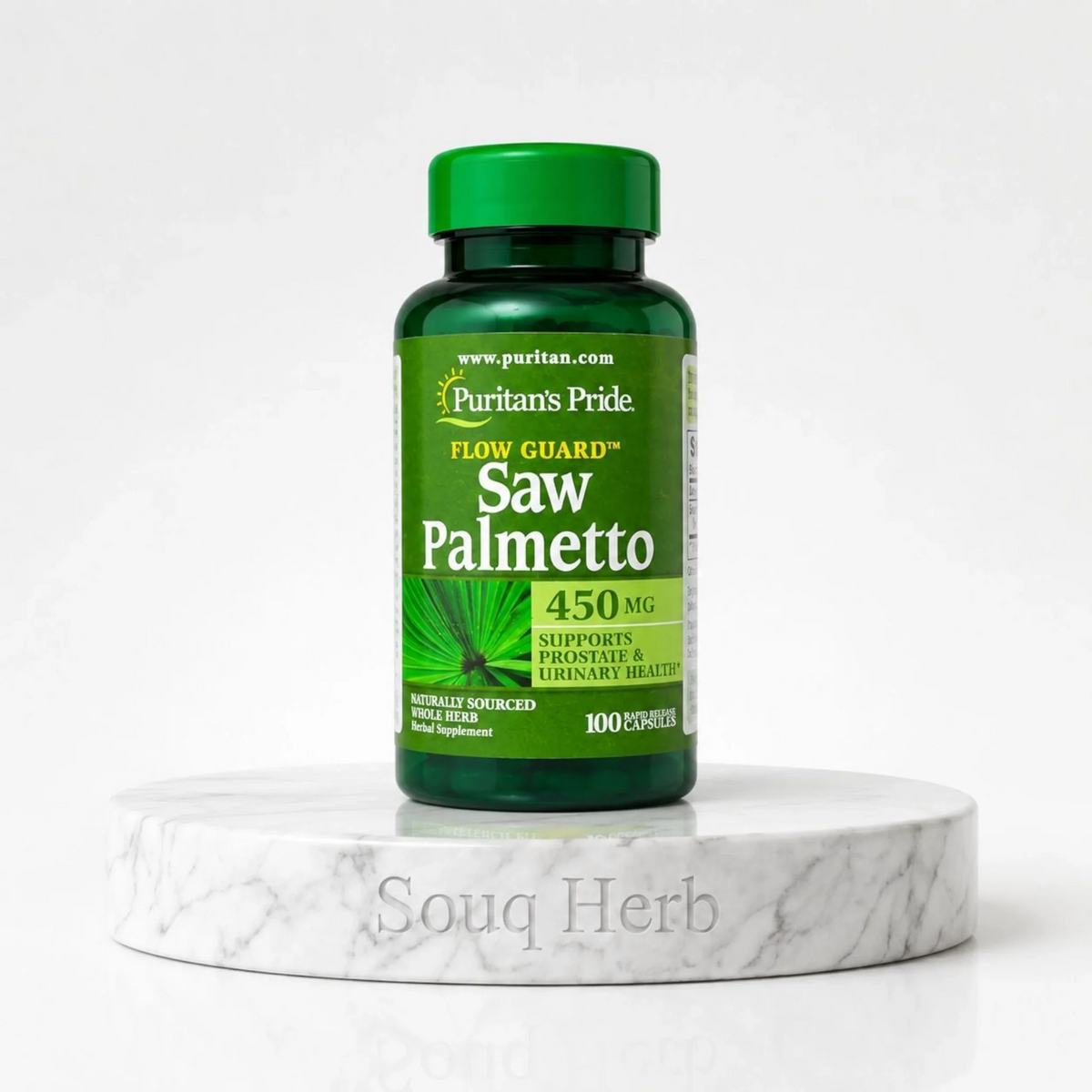 كبسولات ساو بالميتو 450 ملجم 100 كبسولة بيوريتانز برايد من سوق هيرب السعودية | Puritan's Pride Saw Palmetto 450 mg 100 Capsules from Souq Herb Saudi Arabia